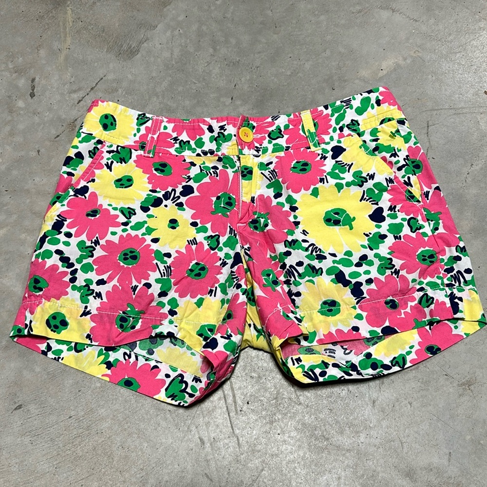 Lilly Pulitzer Pink and Green High Waist Floral Shorts